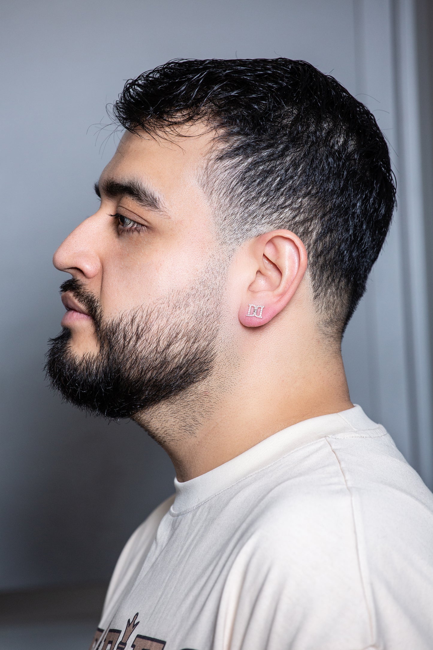 “Double D” Fraternal logo earring (Moissanite)